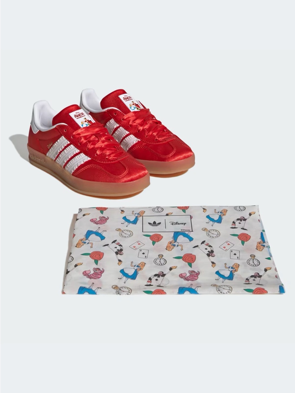 ✨ Disney x Adidas Alice in Wonderland Red Satin Sneakers Sz 7 ✨